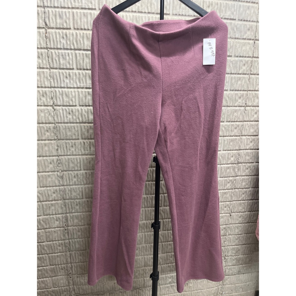 A New Day Mauve Pink Knit Pull On High Rise Flare Leg Pants Womens Size Medium